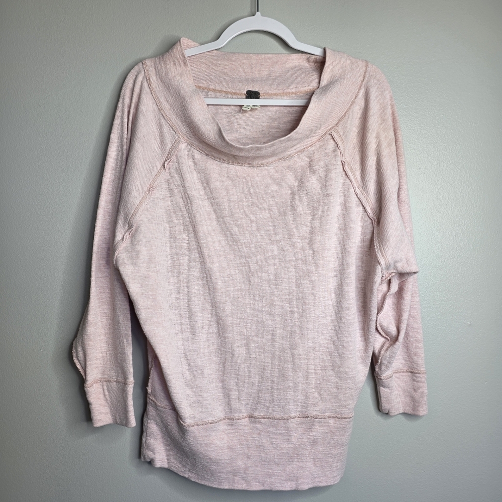 Free People We The Free Pink Laguna Thermal Cowl Neck Top sz M
